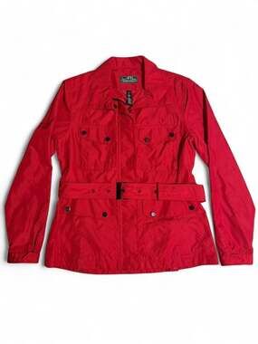 Lauren Active Ralph Lauren Women's Red Belted Utility Safari Windbreaker Jacket